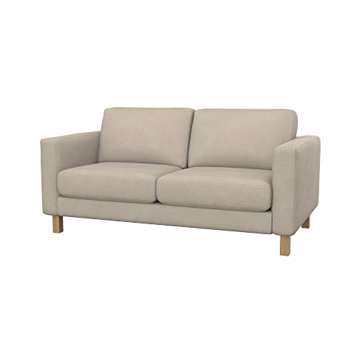 Soferia Kompatible Ersatzbezug fur KARLSTAD 2er-Sofa, Stoff Majestic Velvet Beige (FLECKENABWEISEND und WASSERABWEISEND), Beige von Soferia