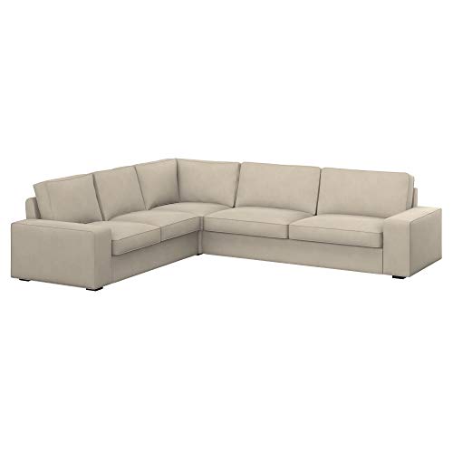 Soferia Kompatible Ersatzbezug fur KIVIK 2+3/3+2 Ecksofa, Stoff Majestic Velvet Beige (FLECKENABWEISEND und WASSERABWEISEND), Beige von Soferia