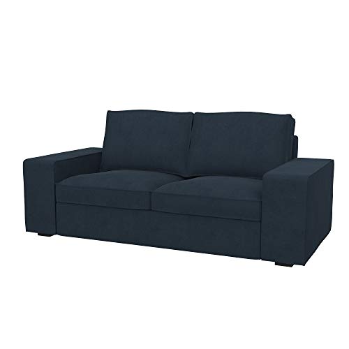 Soferia Kompatible Ersatzbezug fur KIVIK 2er-Sofa, Stoff Majestic Velvet Navy (FLECKENABWEISEND und WASSERABWEISEND), Blau von Soferia