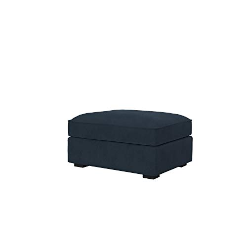 Soferia Kompatible Ersatzbezug fur KIVIK Hocker, Stoff Majestic Velvet Navy (FLECKENABWEISEND und WASSERABWEISEND), Blau von Soferia