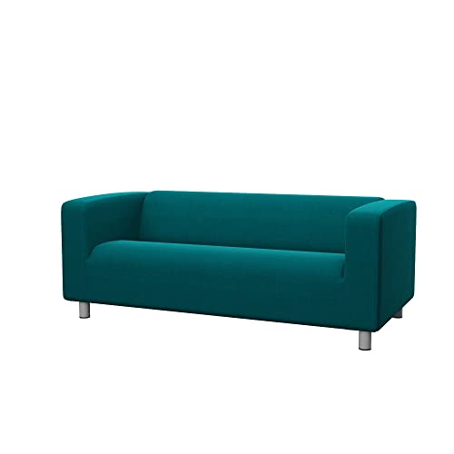 Soferia Kompatible Ersatzbezug fur KLIPPAN 2er-Sofa, Stoff Elegance Turquoise (FLECKENBESTÄNDIG, WASSERABWEISEND und Kratzfest), Türkis von Soferia