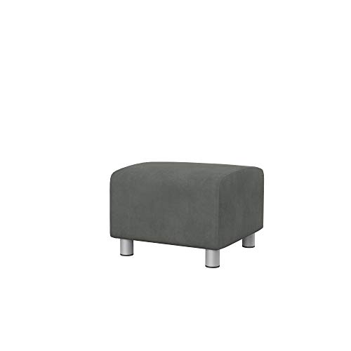 Soferia Hockerbezug Kompatibel Mit KLIPPAN Hocker Hocker-Husse Hockerüberwurf Cover Einfache Reinigung Allergiefrei Wasserabweisend Majestic Velvet Grau von Soferia