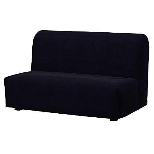 Soferia Kompatible Ersatzbezug fur LYCKSELE 2er-Bettsofa, Stoff Elegance Black (FLECKENBESTÄNDIG, WASSERABWEISEND und Kratzfest), Schwarz von Soferia