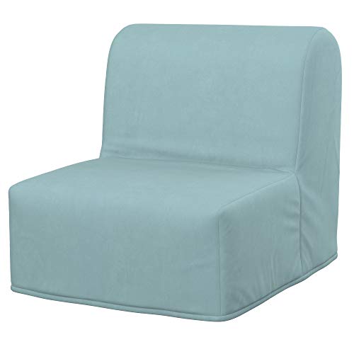 Soferia Kompatible Ersatzbezug fur LYCKSELE Sessel, Stoff Majestic Velvet Light Blue (FLECKENABWEISEND und WASSERABWEISEND), Blau von Soferia