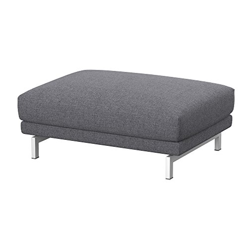 Soferia Kompatible Ersatzbezug fur NOCKEBY Hocker, Stoff Naturel Grey (FLECKENBESTÄNDIG), Grau von Soferia