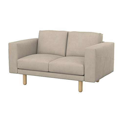 Soferia Kompatible Ersatzbezug fur NORSBORG 2er-Sofa, Stoff Majestic Velvet Beige (FLECKENABWEISEND und WASSERABWEISEND), Beige von Soferia