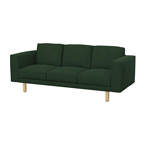 Soferia Kompatible Ersatzbezug fur NORSBORG 3er-Sofa, Stoff Majestic Velvet Bottle Green (FLECKENABWEISEND und WASSERABWEISEND), Grün von Soferia