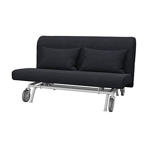 Soferia Kompatible Ersatzbezug fur PS 2er-Bettsofa, Stoff Elegance Dark Grey (FLECKENBESTÄNDIG, WASSERABWEISEND und Kratzfest), Grau von Soferia