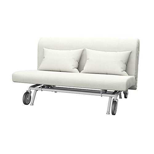 Soferia Kompatible Ersatzbezug fur PS 2er-Bettsofa, Stoff Elegance Ecru (FLECKENBESTÄNDIG, WASSERABWEISEND und Kratzfest), Ecru von Soferia