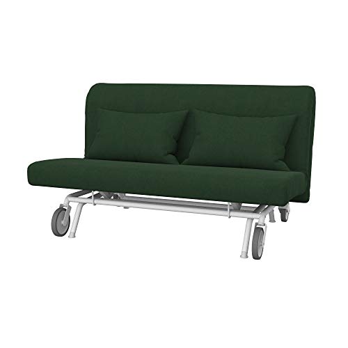 Soferia Kompatible Ersatzbezug fur PS 2er-Bettsofa, Stoff Majestic Velvet Bottle Green (FLECKENABWEISEND und WASSERABWEISEND), Grün von Soferia