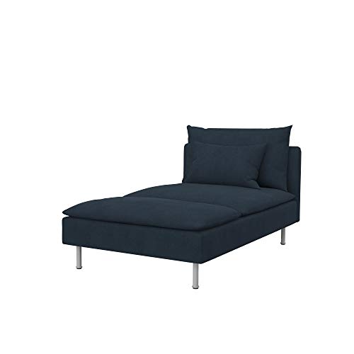 Soferia Kompatible Ersatzbezug fur SODERHAMN Recamiere, Stoff Majestic Velvet Navy (FLECKENABWEISEND und WASSERABWEISEND), Blau von Soferia