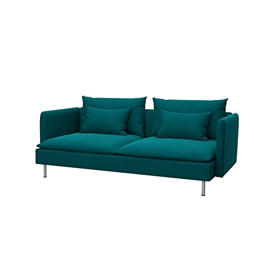 Soferia Kompatible Ersatzbezug fur SÖDERHAMN 3-er Sofa, Stoff Elegance Turquoise (FLECKENBESTÄNDIG, WASSERABWEISEND und Kratzfest), Türkis von Soferia