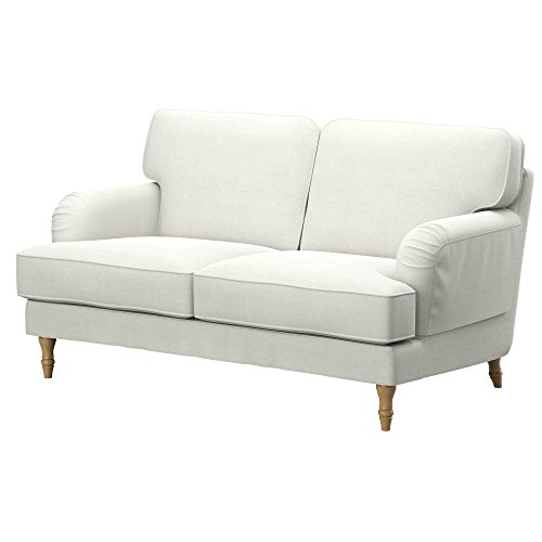 Soferia Kompatible Ersatzbezug fur STOCKSUND 2er-Sofa, Stoff Elegance Ecru (FLECKENBESTÄNDIG, WASSERABWEISEND und Kratzfest), Ecru von Soferia