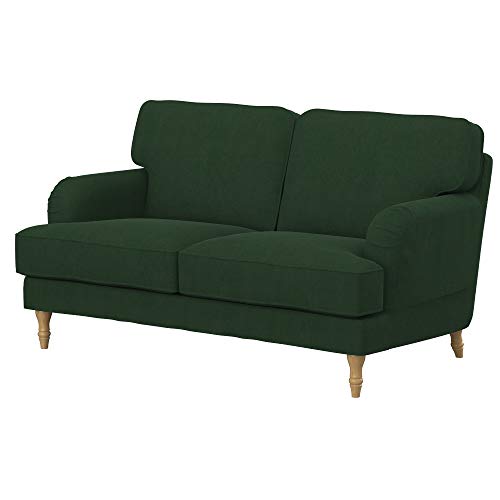 Soferia Kompatible Ersatzbezug fur STOCKSUND 2er-Sofa, Stoff Majestic Velvet Bottle Green (FLECKENABWEISEND und WASSERABWEISEND), Grün von Soferia