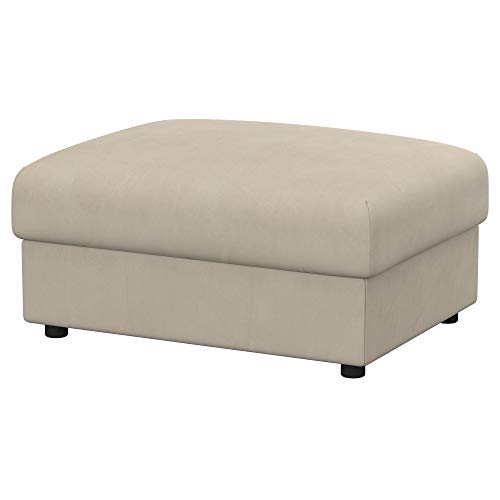 Soferia Kompatible Ersatzbezug fur VIMLE Hocker, Stoff Majestic Velvet Beige (FLECKENABWEISEND und WASSERABWEISEND), Beige von Soferia