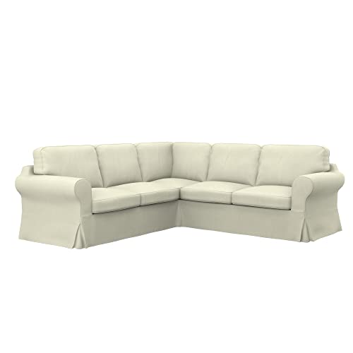 Soferia Sofabezug L Form Kompatibel Mit Ektorp 2+2 Ecksofabezug Ecksofaüberzug Ecksofaüberwurf Sofaschoner Cover Kunstleder Lederoptik Wasserabweisend Pflegeleicht Antiallergisch Eco Leather Beige von Soferia