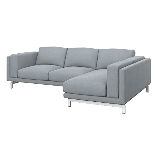 Soferia Sofabezug L Form Kompatibel Mit Nockeby 2er-Sofa Mit Recamiere Ecksofaüberzug Ecksofaüberwurf Sofaschoner Cover Wasserabweisend Fleckschutz Softi Grau von Soferia