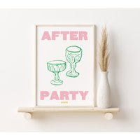 After Party Weiß Pink Poster, Bar Druck, Getränke Wand Kunst, Rosa Drucke, Küchen Kunstwerk, Wanddeko von SofestoreShop