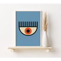 Bauhaus Auge Blau Poster, Stil Poster Druck, Wandkunst, Moderne Kunst, Drucke, A2, A3, A4 von SofestoreShop