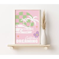 California Dreaming Print, Art, A3, A4, Bunte Kunst, Retro Drucke, Smiley Gesicht, Calabasas, Beverly Hills von SofestoreShop