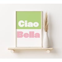 Ciao Bella Print, Wandkunst, A3, A4, Bunte Kunst, Retro Drucke, Textdrucke, Trendy Poster, Wanddekoration von SofestoreShop