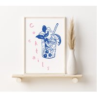 Cocktail Poster, Druck, Bar Kunst, Wand Rosa Drucke, Minimalistisch, Dekor von SofestoreShop