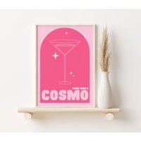 Cosmo Cocktail Druck, Drink A2, A3, A4, Bunte Kunst, Bar Drucke, Wandkunst von SofestoreShop