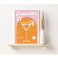 Cosmopolitan Baby-Cocktail-Druck, Cocktail-Getränk A2, A3, A4, Bunte Kunst, Bar-Drucke, Wandkunst von SofestoreShop