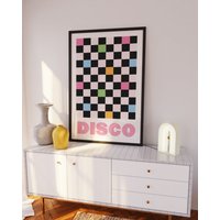 Disco Poster, Karierter Stil Posterdruck, Wandkunst, Moderne Kunst, Kariertes Dekor, A2, A3, A4, Wanddekor von SofestoreShop