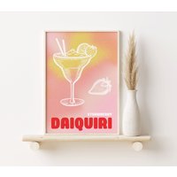 Erdbeer Daiquiri Print, Cocktailgetränk A2, A3, A4, Bunte Kunst, Bardrucke, Wandkunst von SofestoreShop