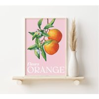 Fleur Orange Print, Obst Kunst, A2, A3, A4, Sommer Dekor, Rosa Prints, Wandkunst, Küchendrucke, Wanddekoration von SofestoreShop