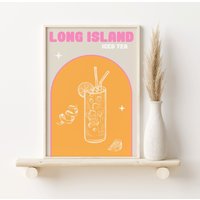 Long Island Eistee Druck, Cocktail Getränk A2, A3, A4, Bunte Kunst, Bar Drucke, Wandkunst von SofestoreShop