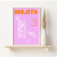 Mojito Cocktail Druck, Drink A2, A3, A4, Bunte Kunst, Bar Drucke, Wandkunst, Wanddeko von SofestoreShop