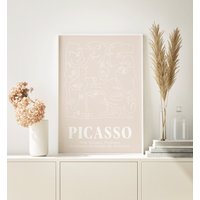 Picasso Beige, Neutraler Druck, A3, A4, Poster, Retro, Picasso, Wandkunst Dekor, Galerie Wand, Kunst von SofestoreShop