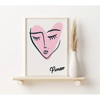 Picasso Herz Druck, A3, A4, Poster, Retro, Picasso, Wandkunst Dekor, Galerie Wand, Kunst von SofestoreShop