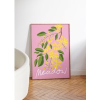 Pink Meadow Flower Poster, Blumen Poster Druck, Wandkunst, Coole Mädchen Kunst, Moderne Drucke, A2, A3, A4, Wanddekoration von SofestoreShop