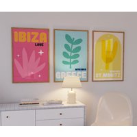 Set Von 3 Prints Im Reisestil, Gallery Wall Multipack, Ibiza, Griechenland, A2, A3, A4, Moderne Kunst, Trendy Poster, Wanddekoration von SofestoreShop