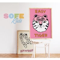 Tiger Print, Kinderzimmer Poster, Dekor, Tiere Drucke, Löwe Gerahmte Kinder Drucke von SofestoreShop