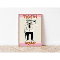 Tigers Roar Print, Kinderzimmer Tiger Poster, Dekor, Tiere Drucke, Löwen Gerahmte Kinder Drucke von SofestoreShop