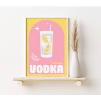 Wodka Lemonade Druck, Cocktail Drink A2, A3, A4, Bunte Kunst, Bar Drucke, Wandkunst, Wanddekor von SofestoreShop