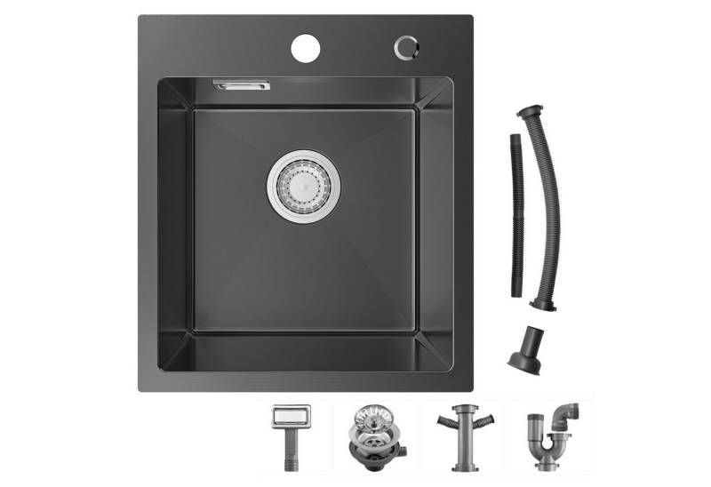 Sofetiy max Edelstahlspüle Edelstahl Küchenspüle 40/45 cm Einbauspüle Eckig Spülbecken, mit Siphon Ablaufgarnitur, für Unterschränke ab 40cm Breite von Sofetiy max