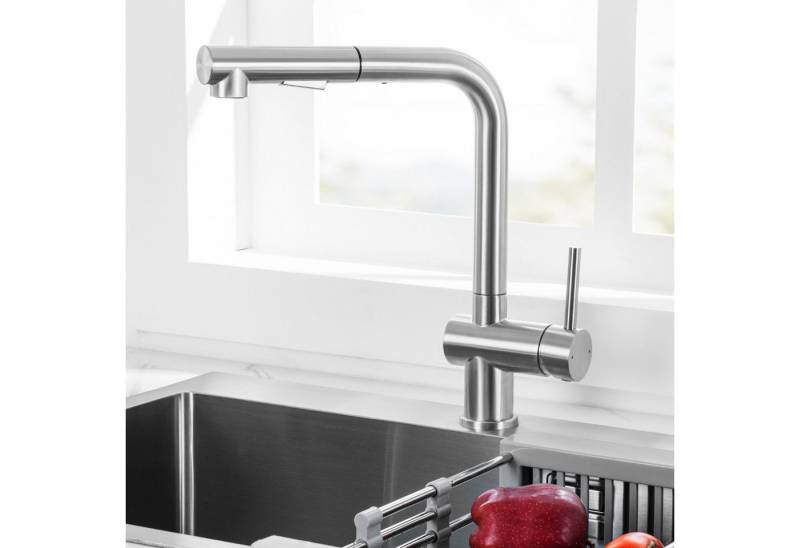 Sofetiy max Küchenarmatur 360° Wasserhahn mit Ausziehbar Brause Küche Einhand Mischbatterie Spültischarmatur Edelstahl Armatur für Küche von Sofetiy max