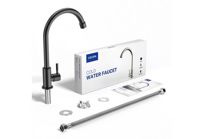 Sofetiy max Küchenarmatur Kaltwasser-Wasserhahn Spültischarmatur Edelstahl Mischbatterie 360° Einhebel-Kaltwasserhahn für Küche Badezimmer von Sofetiy max