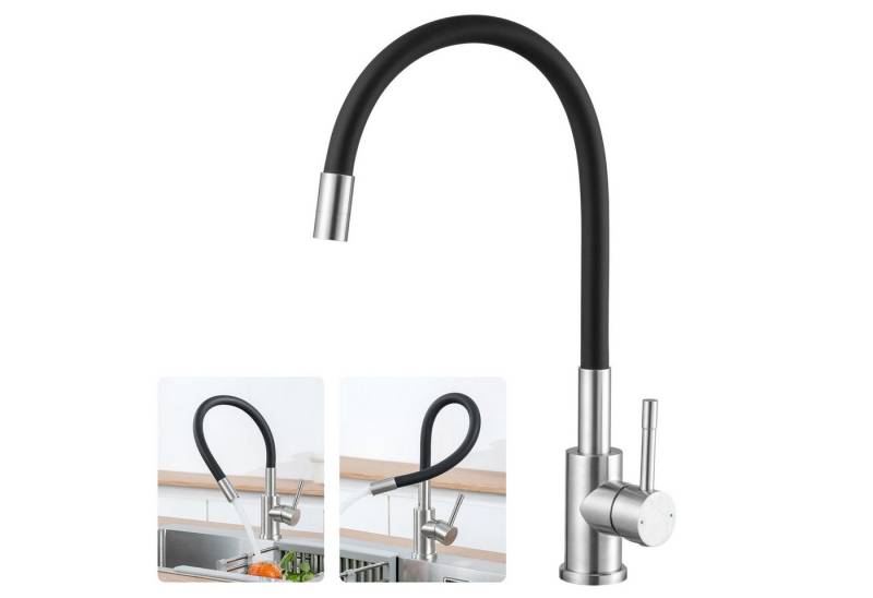 Sofetiy max Küchenarmatur Schwarz 360° Flexibel Hochdruck Wasserhahn Küche Spültischarmatur Einhand Mischbatterie,Edelstahl von Sofetiy max