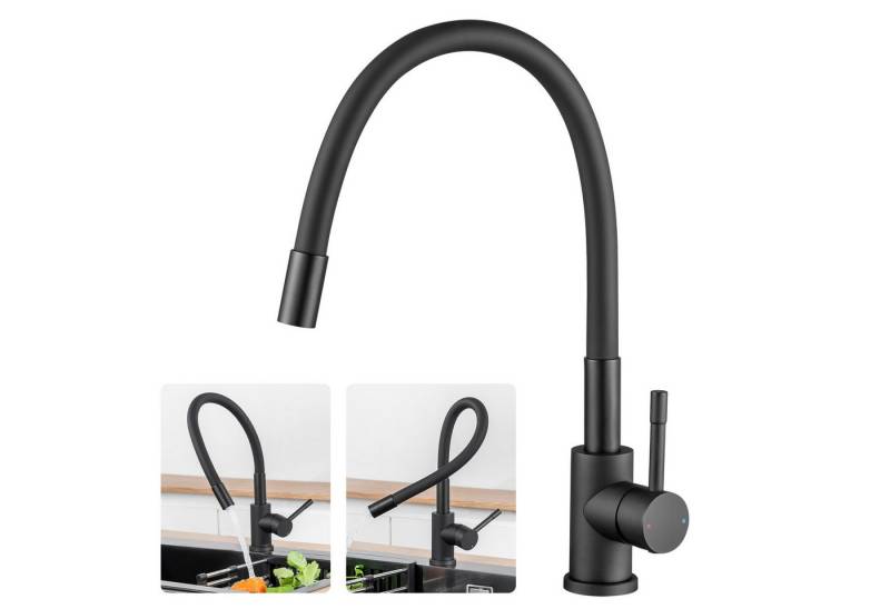 Sofetiy max Küchenarmatur Schwarz 360° Flexibel Hochdruck Wasserhahn Küche Spültischarmatur Einhand Mischbatterie,Edelstahl von Sofetiy max