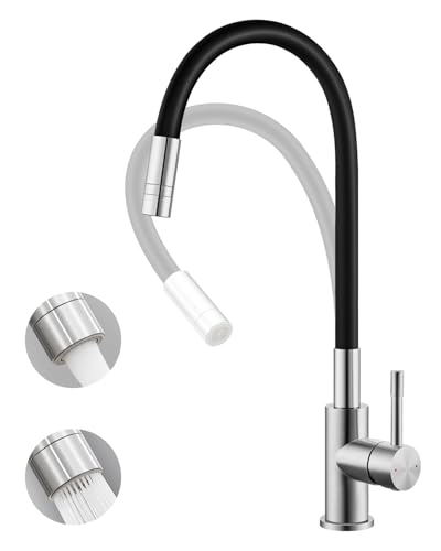 Sofetiy Flexible Küchenarmatur Schwarz, Wasserhahn Küche mit 2 Wasserstrahlen, Mischbatterie Küche Schwarz, 360°Armatur küche mit Flexiblem Auslauf, Spültischarmatur Hochdruck Edelstahl, Kitchen Tap Sofetiy Flexible Küchenarmatur Schwarz, Wasserhahn Küche mit 2 Wasserstrahlen, Mischbatterie Küche Schwarz, 360°Armatur küche mit Flexiblem Auslauf, Spültischarmatur Hochdruck Edelstahl, Kitchen Tap von Sofetiy