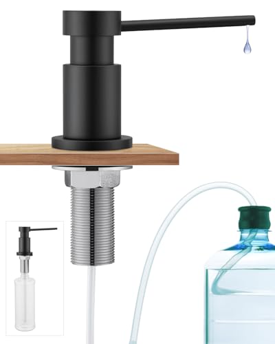 Sofetiy Seifenspender Schwarz Küche, Spülmittelspender Einbau mit Edelstahlmuttern, Seifenspender Edelstahl mit 300ml Flasche und 1,25m Verlängerungsschlauch, Soap Dispenser aus Kupfer, Schwarz Matt Sofetiy Seifenspender Schwarz Küche, Spülmittelspender Einbau mit Edelstahlmuttern, Seifenspender Edelstahl mit 300ml Flasche und 1,25m Verlängerungsschlauch, Soap Dispenser aus Kupfer, Schwarz Matt von Sofetiy