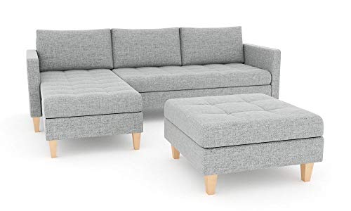 Sofini Ecksofa Oslo mit Hocker und Schlaffunktion! Best Sofa-Garnitur! Couch mit Bettkästen! (Lux 32 Links) von Sofini