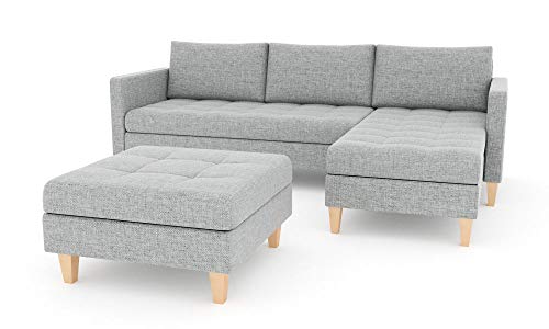 Sofini Ecksofa Oslo mit Hocker und Schlaffunktion! Best Sofa-Garnitur! Couch mit Bettkästen! (Lux 32 Rechts) von Sofini