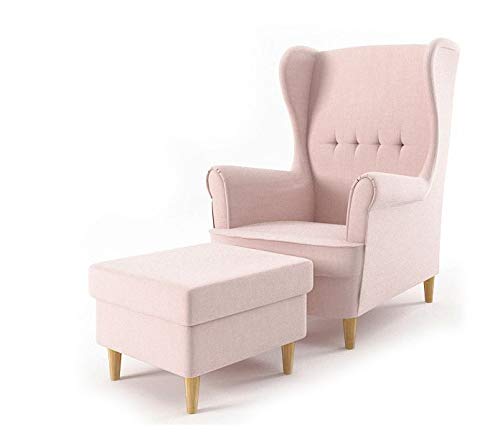 Sofini Ohrensessel Milo mit Hocker! Sessel für Wohnzimmer & Esszimmer! Skandinavisch, Relaxsessel aus Webstoff, Best Sessel! (Beauty 4) von Sofini